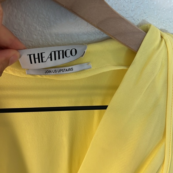 Attico Pale Yellow Long Sleeve Ruched Mini Dress IT38 - Picture 7 of 8